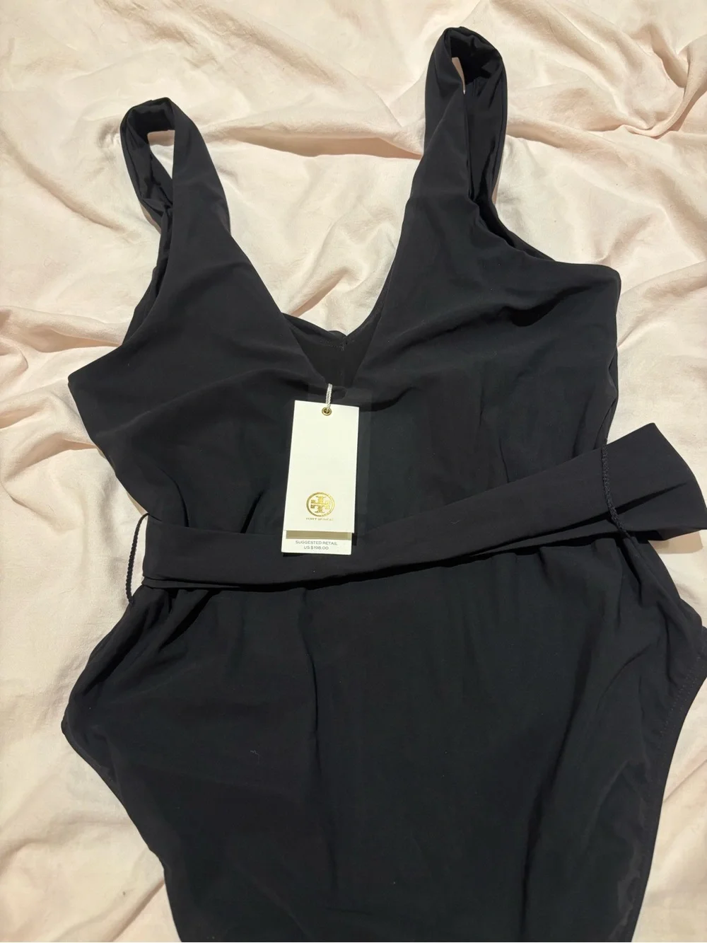 NWT Black One-Piece Swimsuit with Gold Buckle